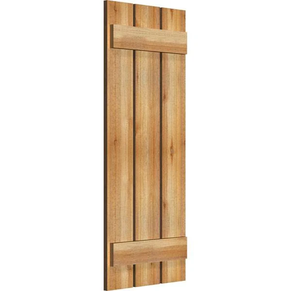 Ekena Millwork RBS06S17X042RWR 17 1/8x22W x 42x22H TimberCraft Three 5 3/8x22 Boards Spaced Board-n-Batten Shutters, Rough Sawn