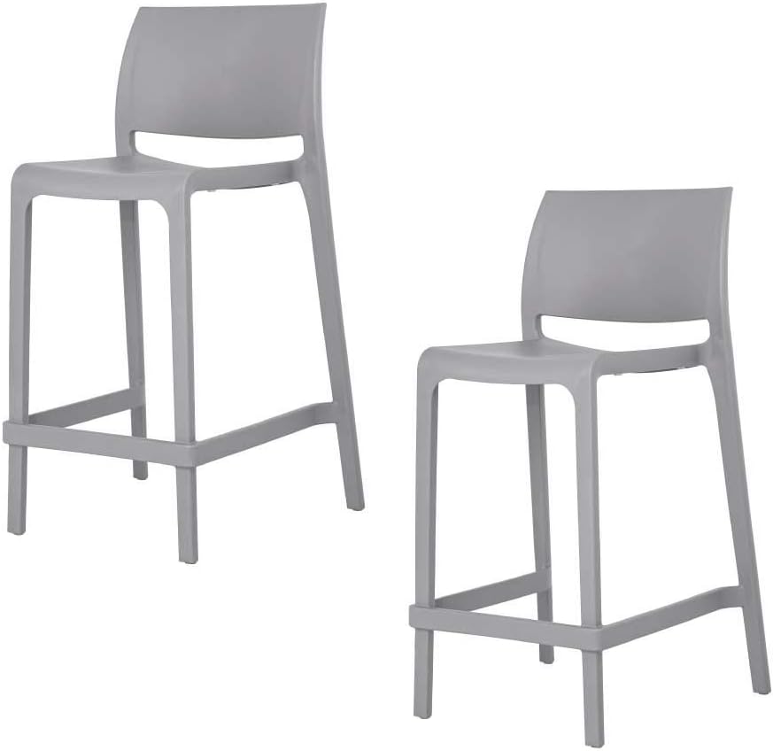Lagoon Sensilla White Stackable Resin Counter Stool - 2Pcs/Set