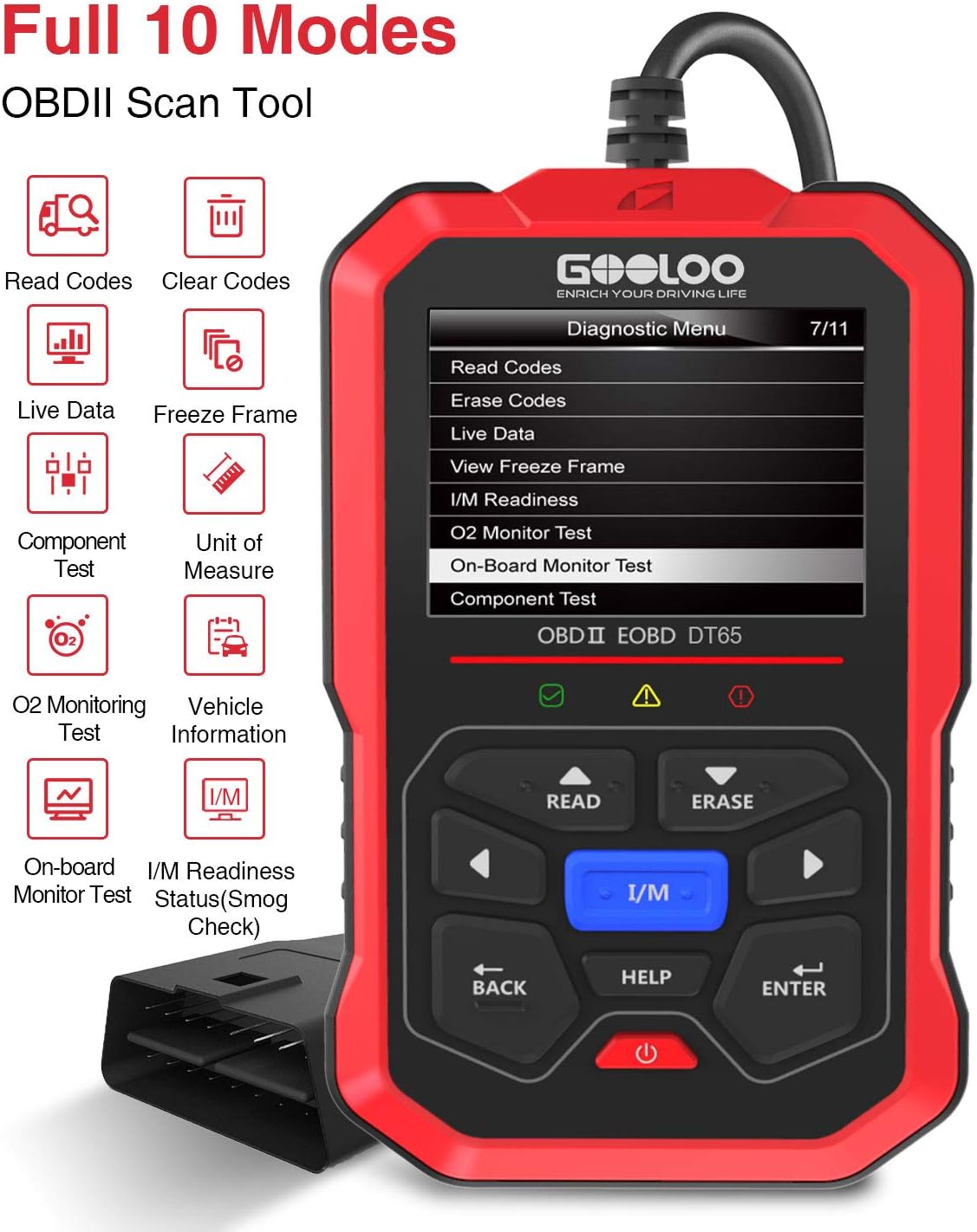 GOOLOO OBD2 Car Code Reader Scan Tool for Check Engine Light by Professional Mechanic Automotive Diagnostic Scanner DT65 for All OBDII Cars Pack of 2