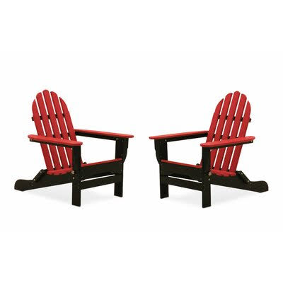 Seaway Plastic Folding Adirondack Chair August Grove Color: Black/Bright Red
