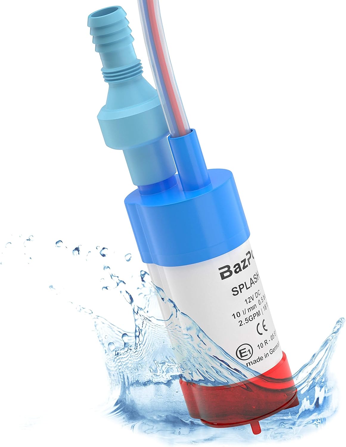 BAZPO 12V Mini Portable Submersible Water Pump | for RV, Camper, Aquarium, Hydroponic, Well, Jug, Solar Panel | Battery-Operated Small Electric Sump Pump with Valve and Filter | German Made Pack of 2