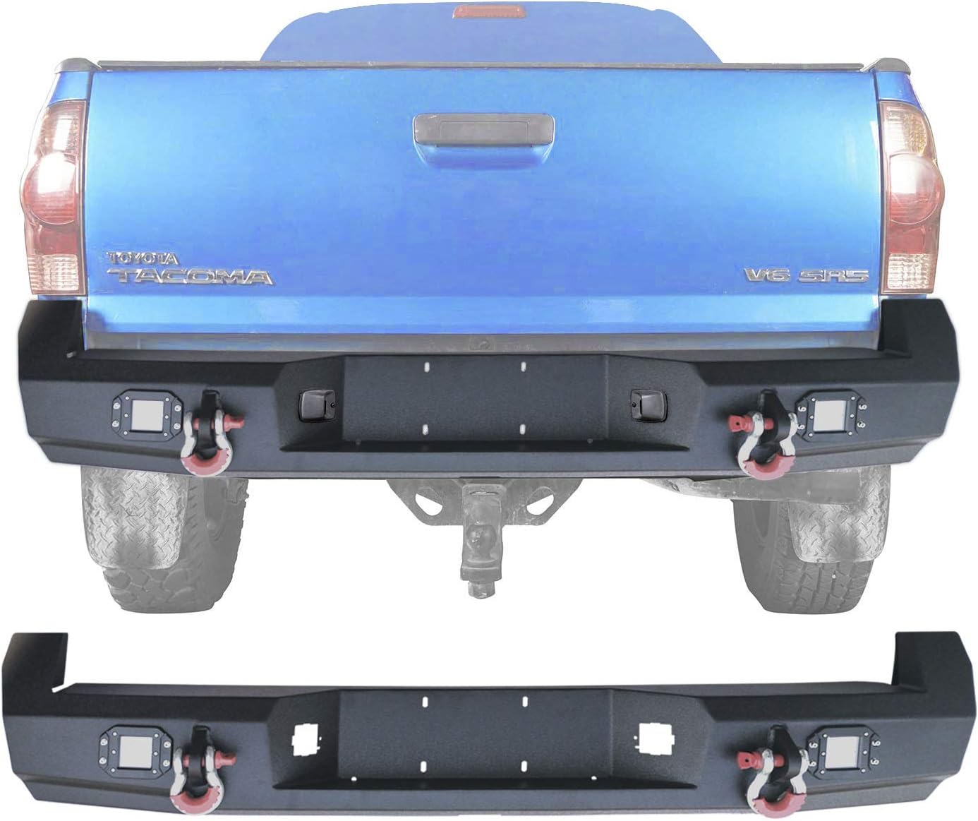 Tacoma Rear Bumper with 2 ｘ18W LED Light Fit 2005-2015 2nd Gen Toyota Tacoma Pickup Truck