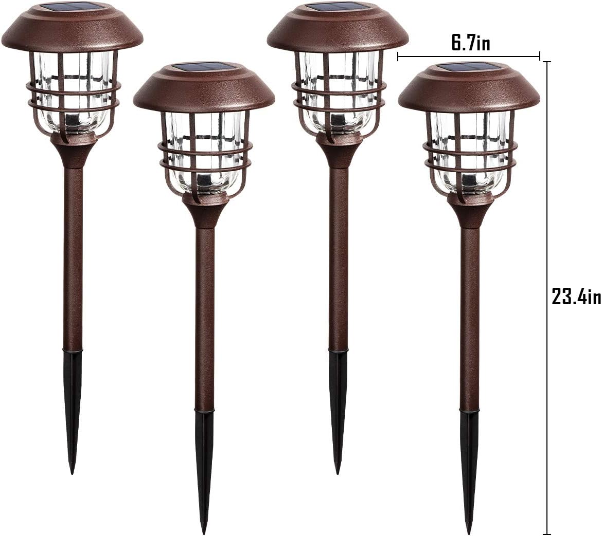 Solpex 4 Pack Solar Pathway Lights, Glass Metal Waterproof Solar Landscape Lights, 3500K Warm White, High Lumen Output LED Solar Garden Lights for Yard, Path, Landscape and Walkway Pack of 2