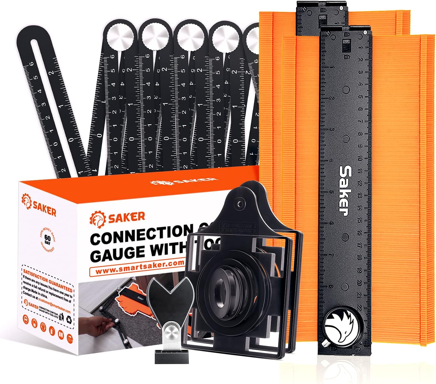 Saker Contour Gauge Profile Tool- Adjustable Lock-Precisely Copy Irregular Shape Duplicator -Irregular Welding Woodworking Tracing - Must Have Tool for DIY Handyman, Construction (Connection Package)