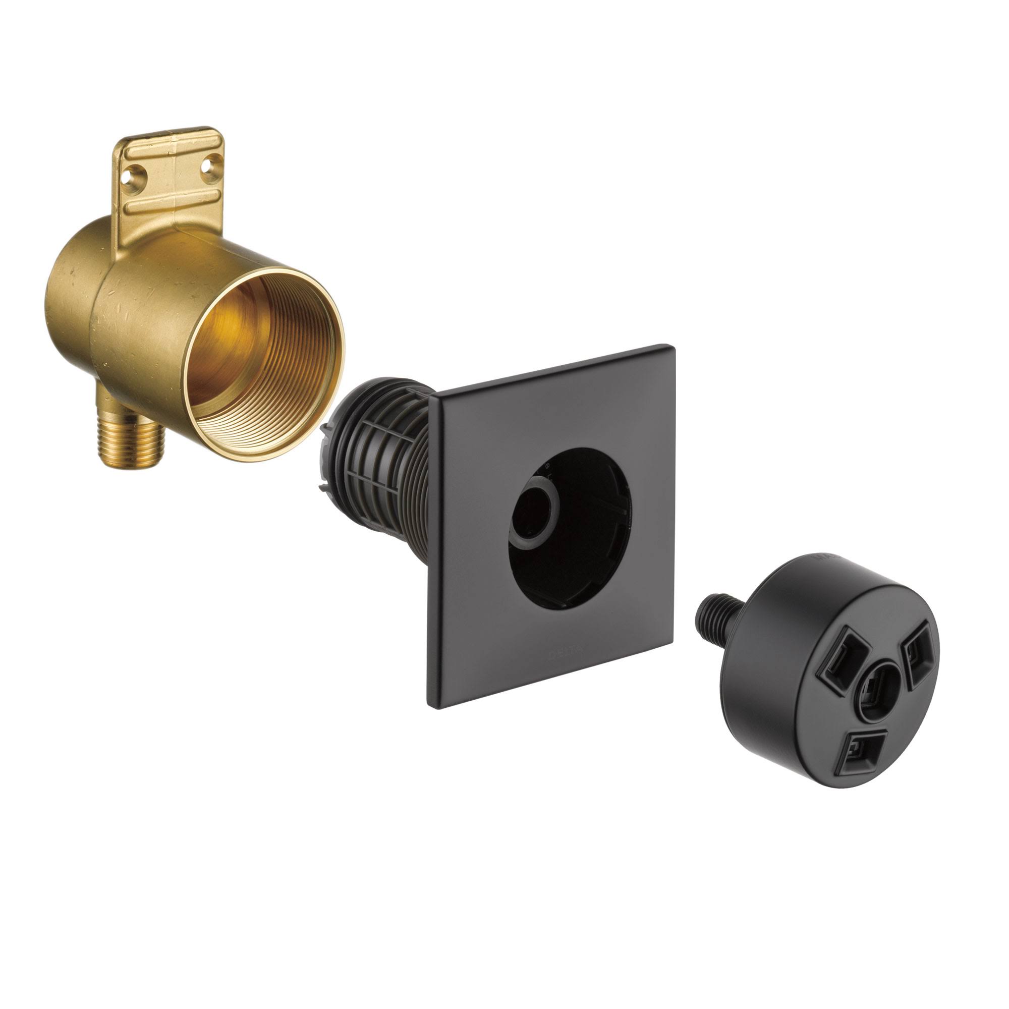 Delta Modern Matte Black Finish HydraChoice Wall Mount Body Spray Includes Valve, Square TRIM, and Massaging Spray Head D3646V