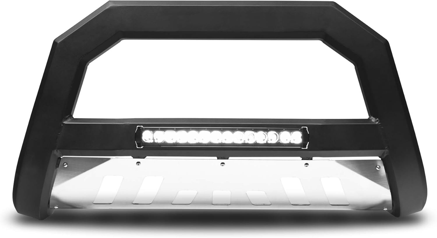 Armordillo USA 7179349 AR Series Bull Bar W/LED Fits 1999-2004 Ford Super Duty F-250/F-350/F-450/F-550 - Matte Black W/Aluminum Skid Plate