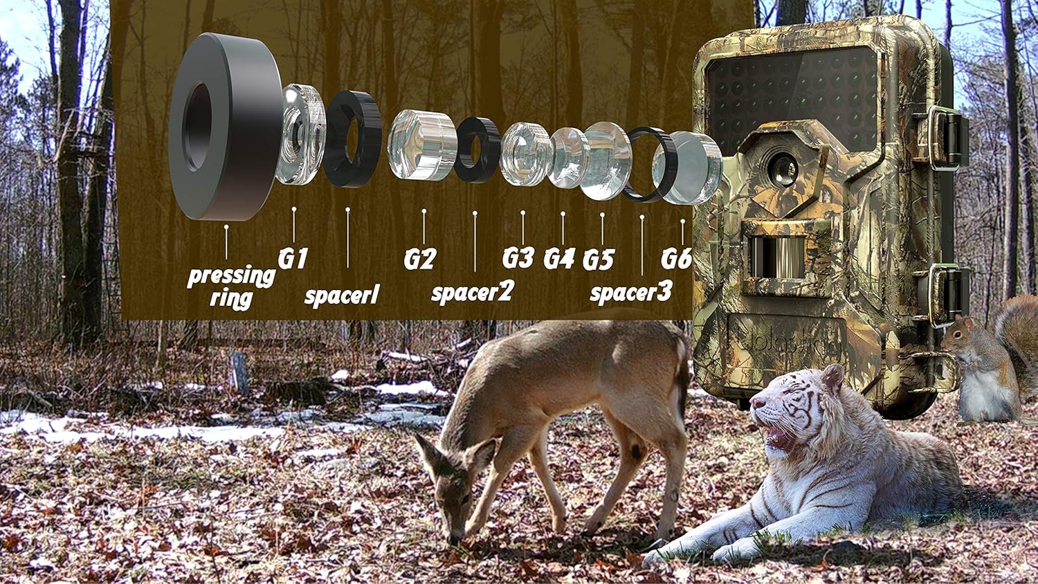 Trail Camera 16MP 1080P, 100ft 0.3s Trigger Waterproof Scouting Hunting Game Cameras with Infrared Night Vision, Motion Activated Security Camera for Wildlife Deer Game Trail by Liplasting Pack of 2