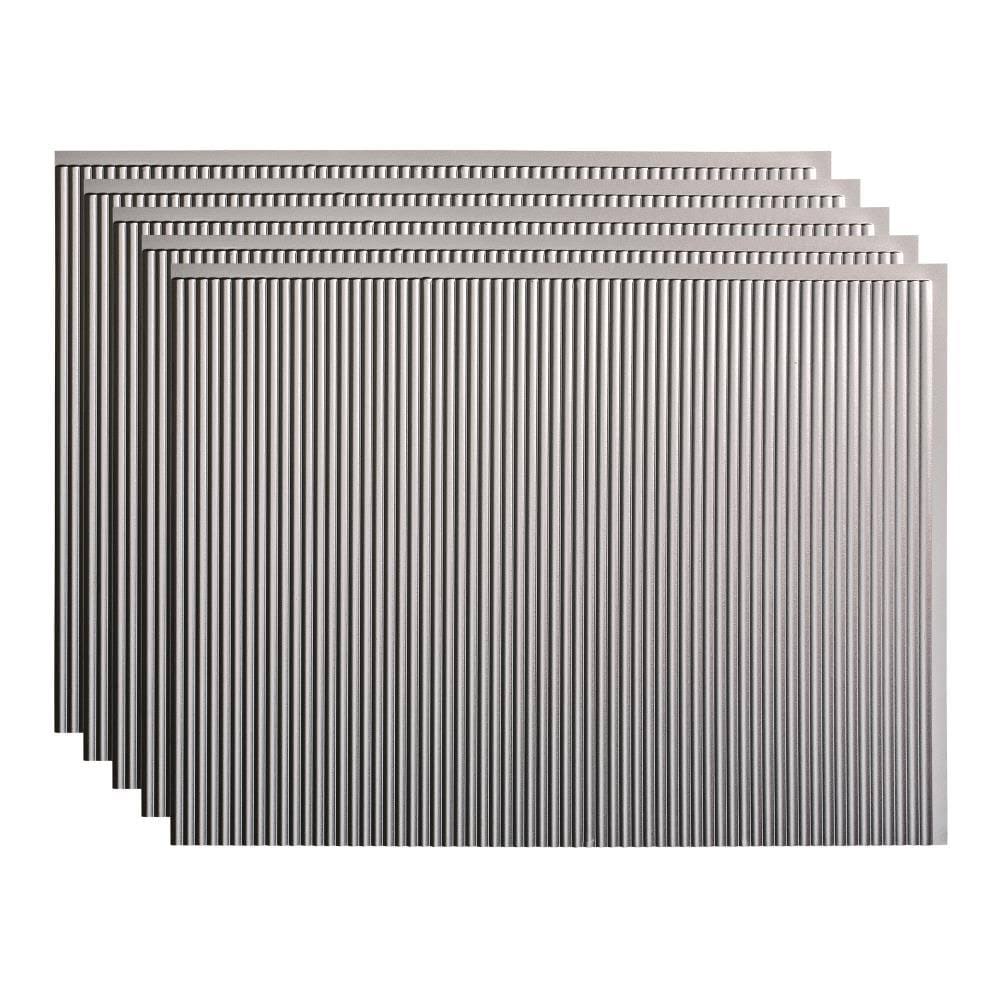 Fasade 18in x 24in Rib Argent Silver Backsplash Panel (5 Pack)