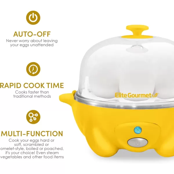 Egg Cookers EGC1405M 2-Tiered Rapid Egg Cooker, 5-Egg Poacher, Omelets, Soft, Medium, Hard-Boiled Eggs with Auto Shut-Off and Buzzer, BPA Free, 14 eggs, Mint(Yellow)