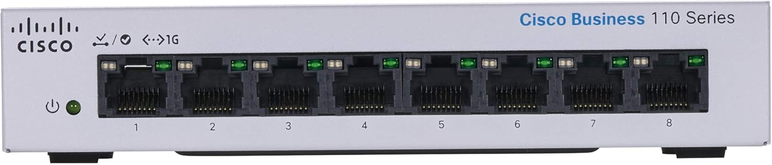 Cisco Business CBS110-8T-D Unmanaged Switch, 8 Port GE, Desktop, Ext PS, Limited Lifetime Protection (CBS110-8T-D-NA) Pack of 2