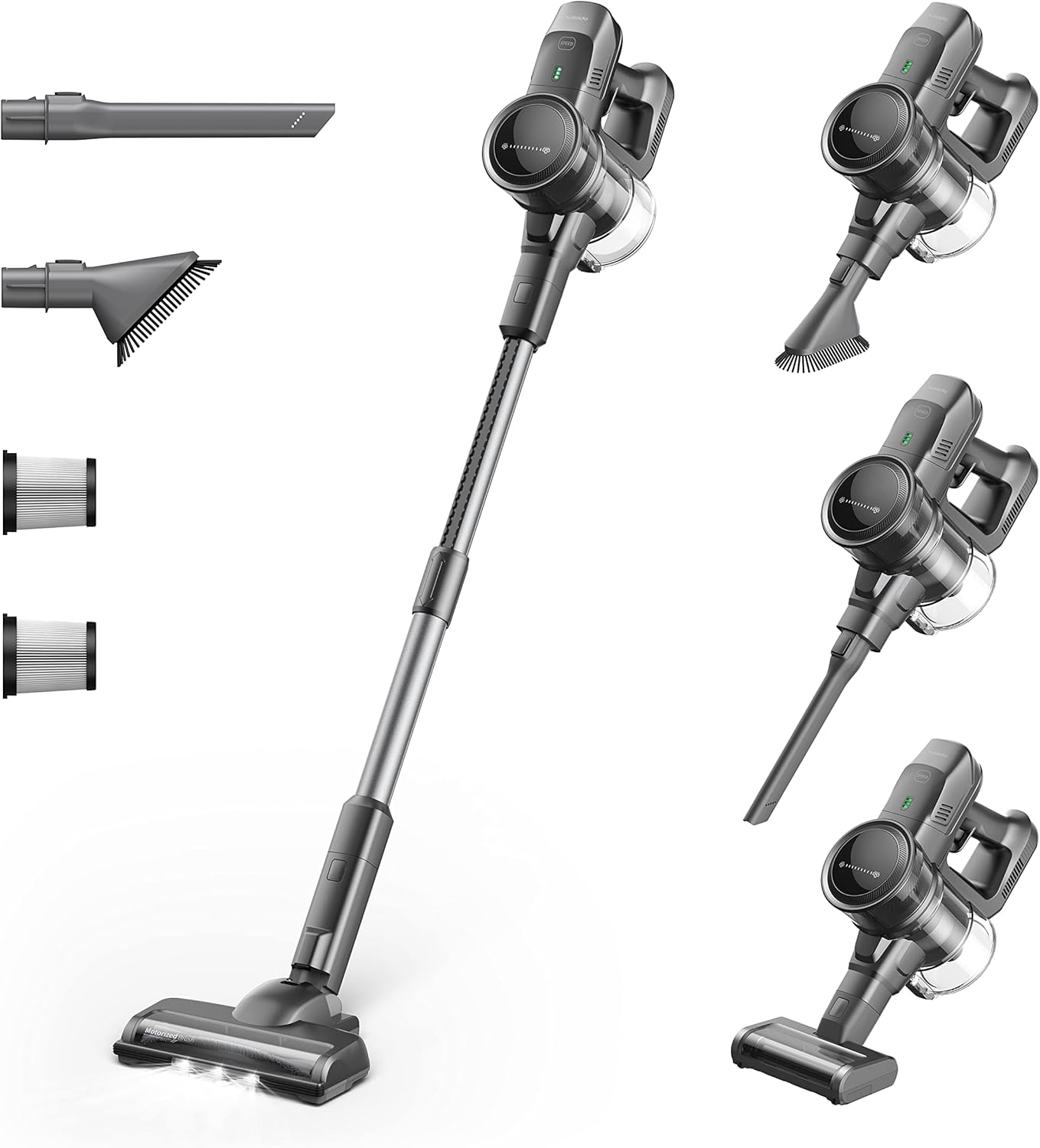 Kalado Cordless Vacuum Cleaner, 26000Pa Stick Vacuum 4 in 1, Lightweight, 240W Motor, Up to 45 Minutes Runtime, Removable Handheld Vacuum for Hard-Floor, Carpet, Car, Pet Hair, Grey