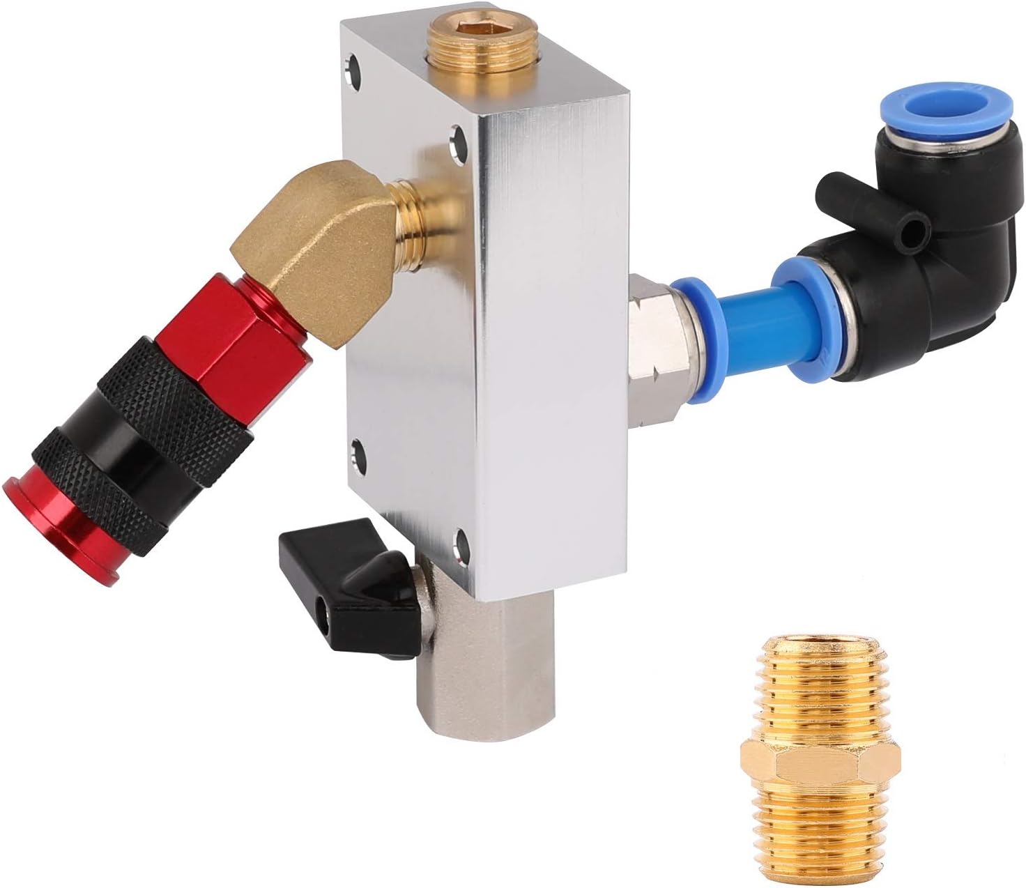 Hromee Compressed Air Outlet Kit for 1/2-Inch Tubing System with 1/4-Inch NPT Outlet Port, Air Push To Connect Outlet Block Set with Elbow NPT Straight and Universal Coupler, Pack of 8