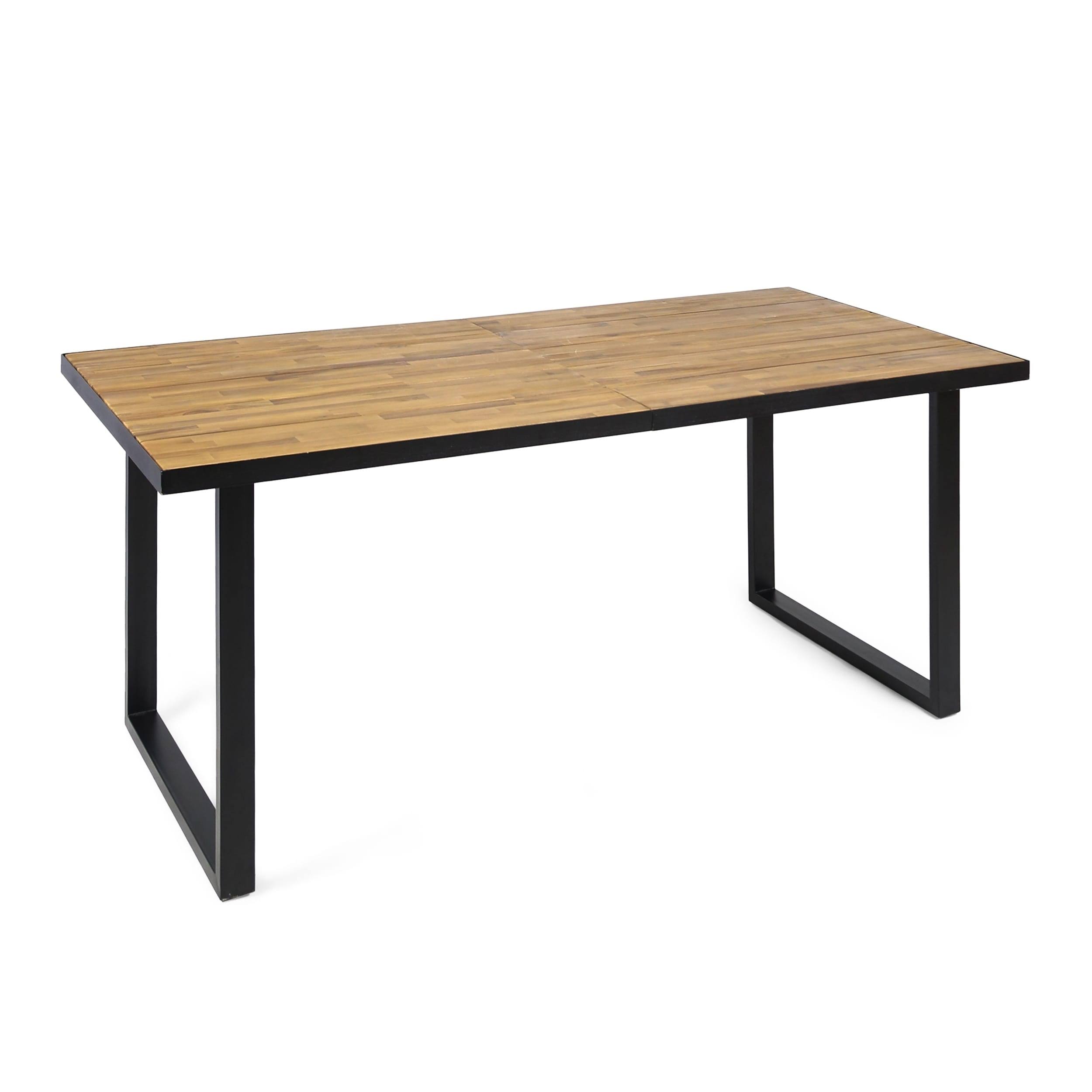 Kyston Rectangle Acacia u0026 Iron Dining Table - Black/Teak - Christopher Knight Home