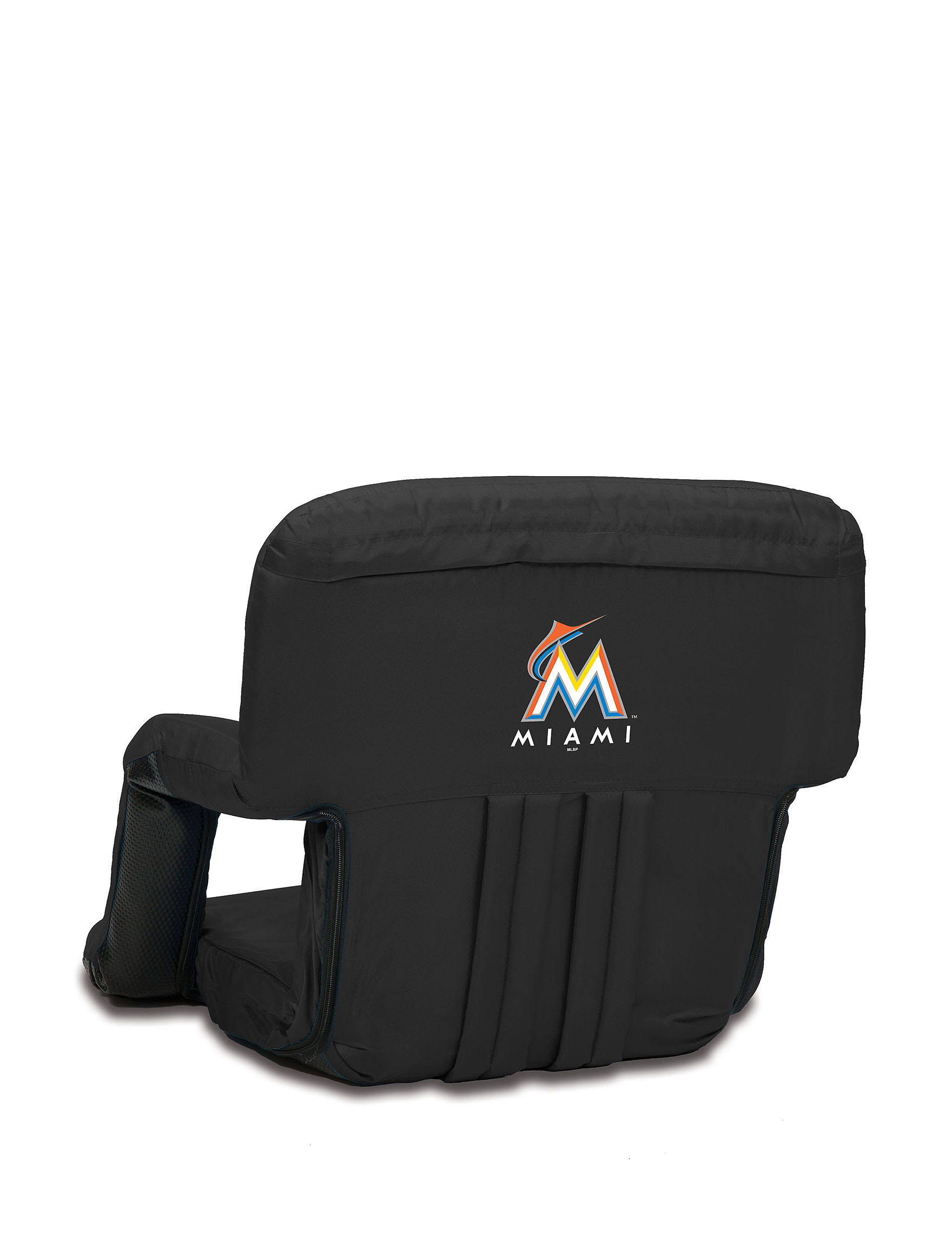 Picnic Time Miami Marlins Ventura Portable Reclining Seat, Black