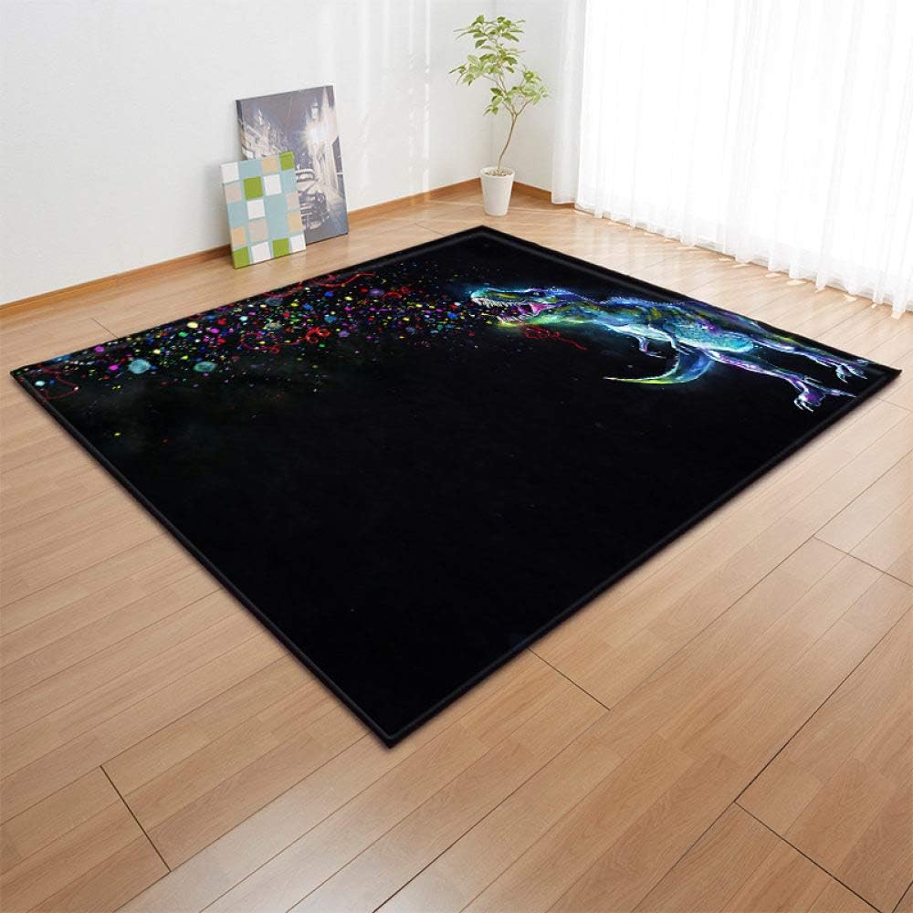 WoShiRug Large Area Rugs for Living Room Bedroom Indoor Non-Slip Soft Cozy Carpet Abstract Colored Starry Dinosaur 3D Printing Anti-Slip Classroom Rectangle Door Mats Home Decor,91&times;152Cm