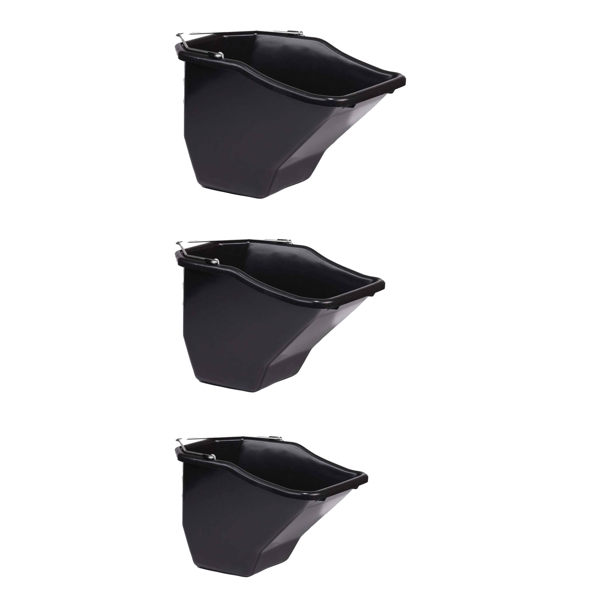 Little Giant 20 Quart Plastic Flat Back Livestock Feed Bucket, Black (3 Pack)