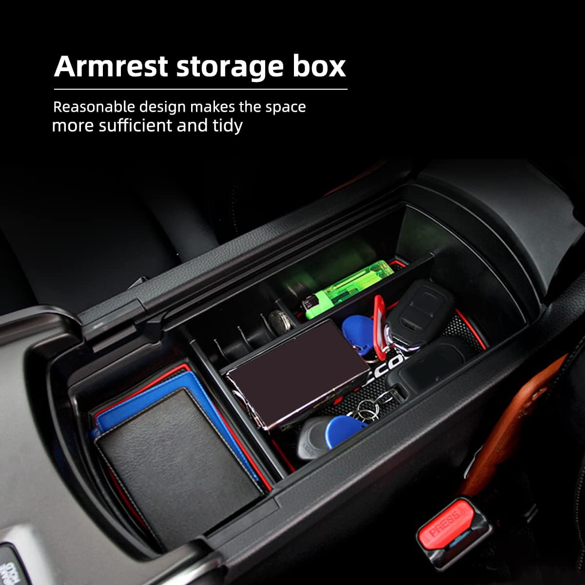 mezpuly Fit Honda Accord Center Console Storage Box 2018 2019 2020 2021 2022Insert Tray Container ABS Material Noise Free Anti-Slip Storage Box Fit Honda Accord Accessories