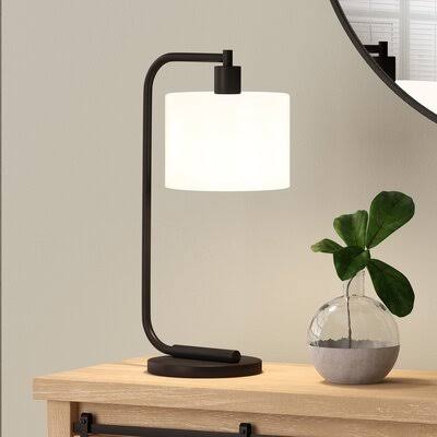 Vidette 20.5x22 Arched Table Lamp Base Color: Black, Shade Color: White