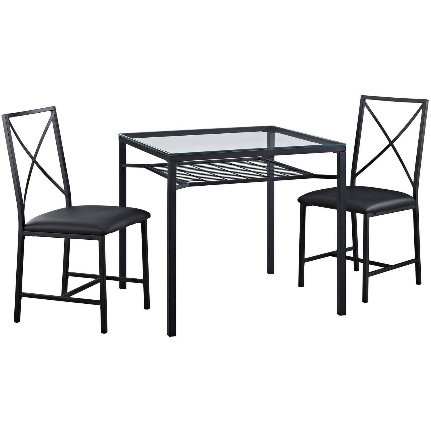 Mainstays 3-Piece Metal and Glass Dinette, Black