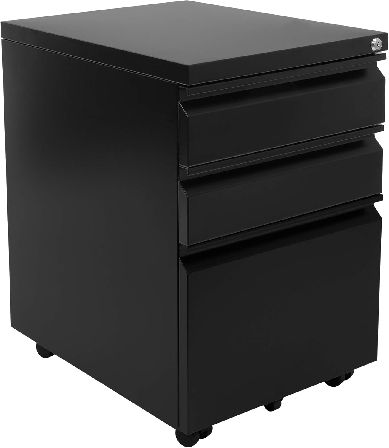 MOUNT-IT! Mobile File Cabinet with 3 Drawers | Under Desk Rolling Storage with Lock for Supplies, Files, and Materials, Mobile Space Saving for Home and Office