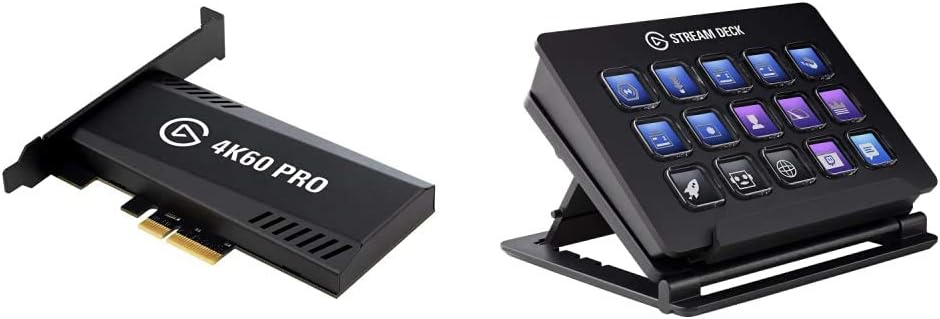 Elgato 4K60 Pro MK.2 PCIe Capture Card4K60 HDR10 Capture & Stream Deck - Live Content Creation Controller with 15 Customizable LCD Keys, Adjustable Stand, for Windows 10 and macOS 10.13 or Late