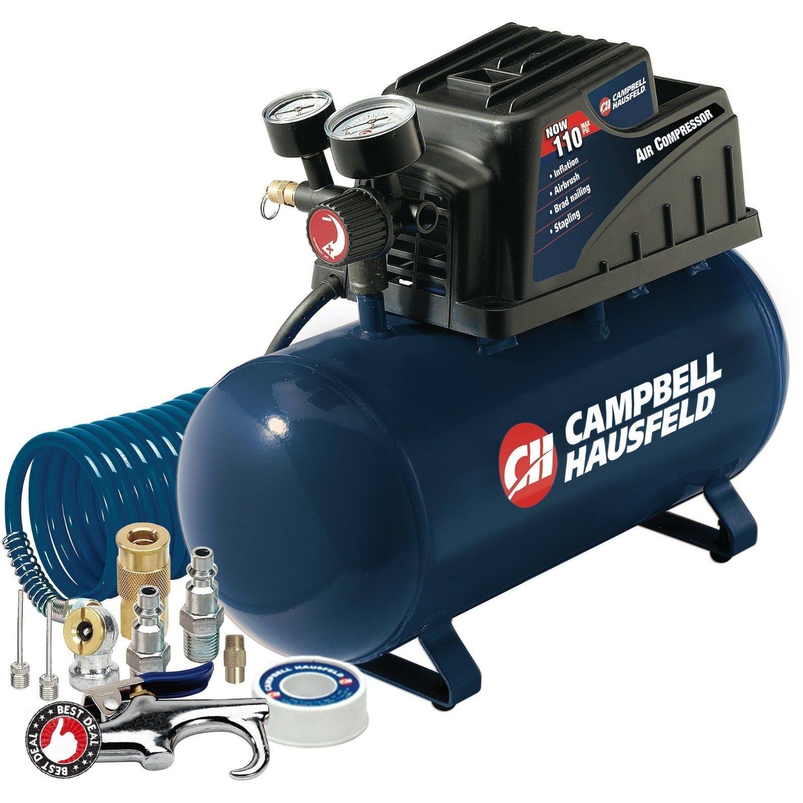 Campbell Hausfeld Horizontal Tank Air Compressor- 3 Gallon - with 10 Piece Accessory Kit