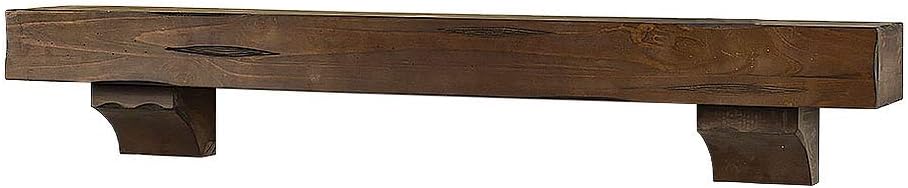 Breckenridge Distressed Wood Mantel Shelf - Espresso Rustic 60 Inch Beautiful Wooden Rustic Shelf - Includes Corbels Perfect for Electric Fireplaces and More! Mantels Direct