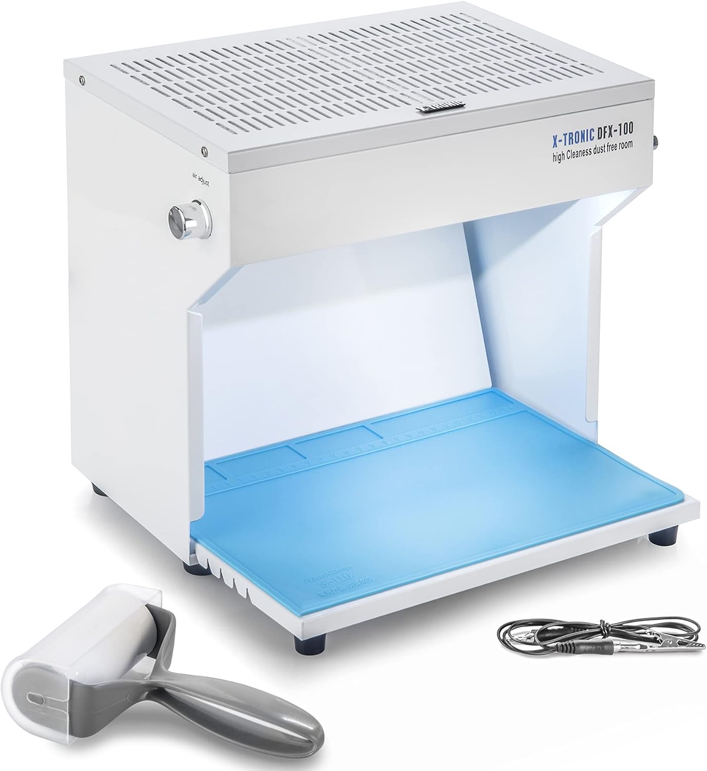X-Tronic Model #DFX-100 &bull; Soldering Iron Station Dust Free Solder Fume Absorber Remover Extractor &bull; Adjustable Speed &bull; Work Light &bull; Silicone Work Mat &bull; Antistatic Alligator Clip &bull; Lint Roller!