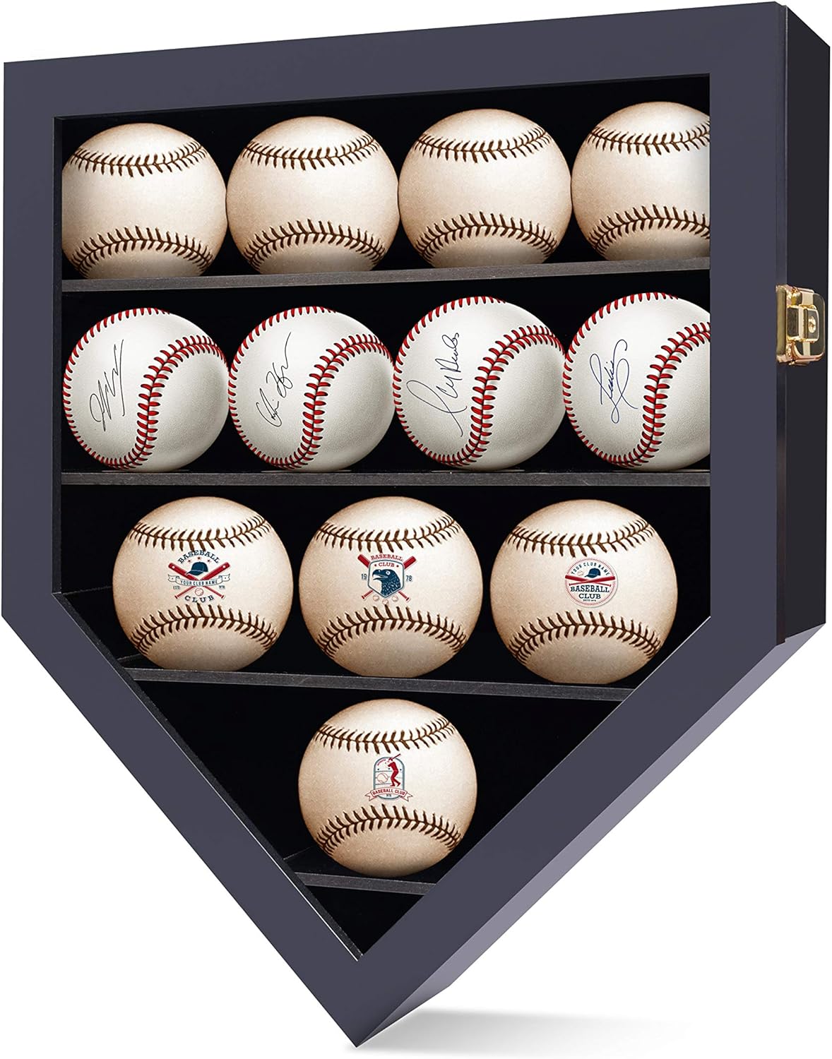Baseball Display Case Baseball Case Baseball Holders for Balls Display Baseballs 12 Pack Wall Display Box 92% Clear Antifade UV Protection with Gold Locks for ​Homerun Autograph Ball Extra Large Black Pack of 2