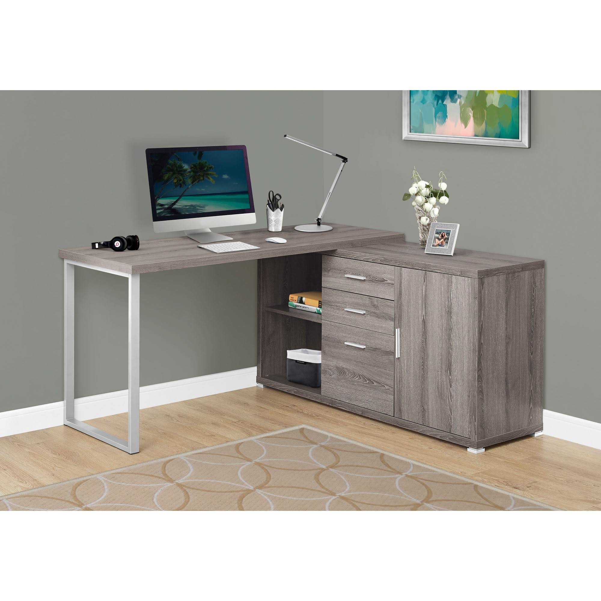 60x22 Computer Desk Left or Right Facing Dark Taupe - EveryRoom