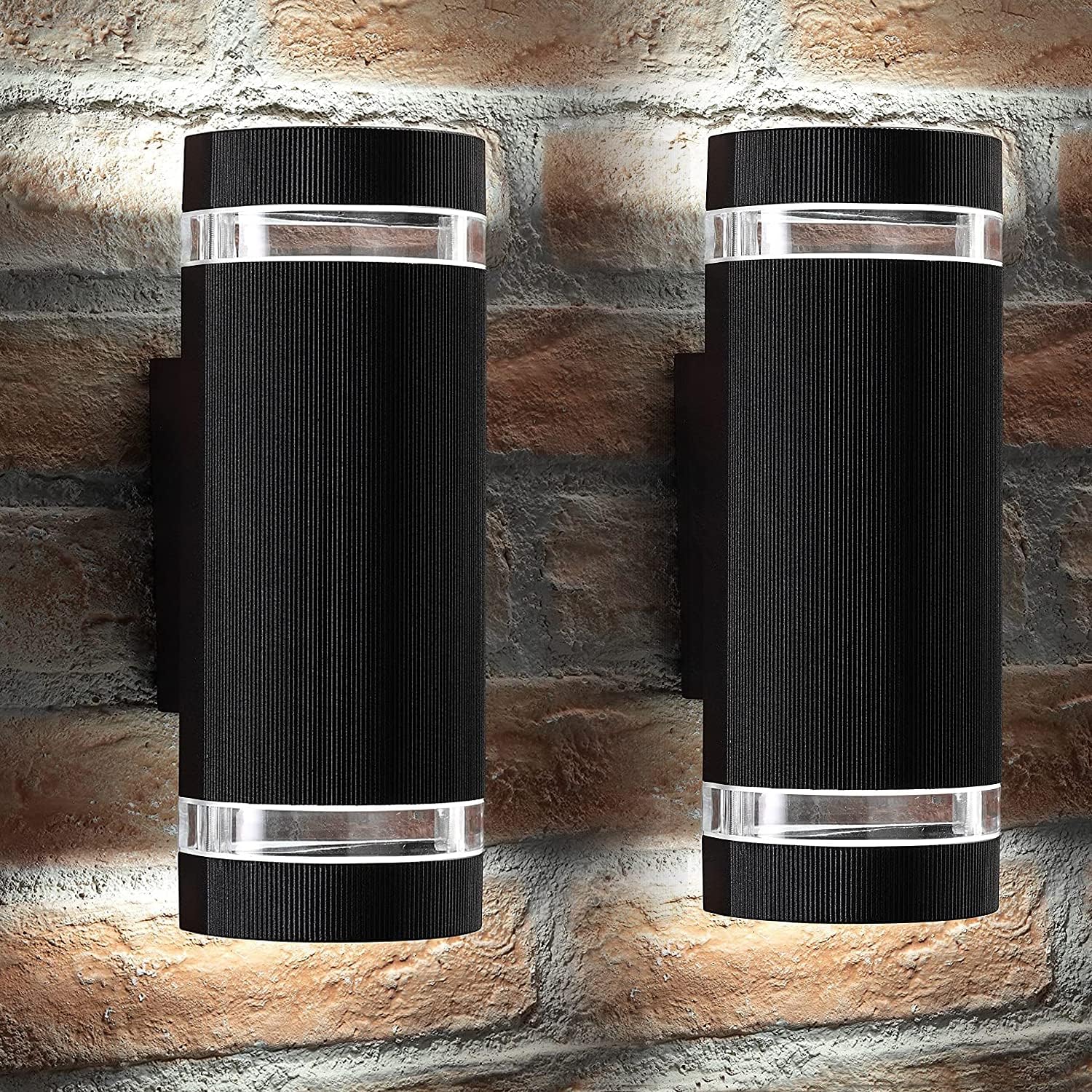 Outdoor Wall Light,Bling Exterior Lighting - ETL Listed,Aluminum Waterproof Wall Mount Cylinder Design - Up Down Light Fixture for Porch, Backyard and Patio (Semi Cylinder 2 Pack)