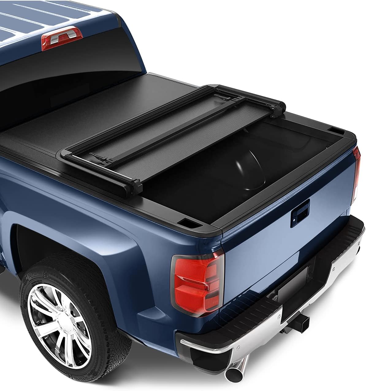 TOPCOVER Soft Tri-Fold Truck Bed Tonneau Cover Fits for Chevy Colorado 2015-2021,for GMC Canyon 2015-2021 Fleetside 5FT Bed, Black Pickup Truck Bed Cover