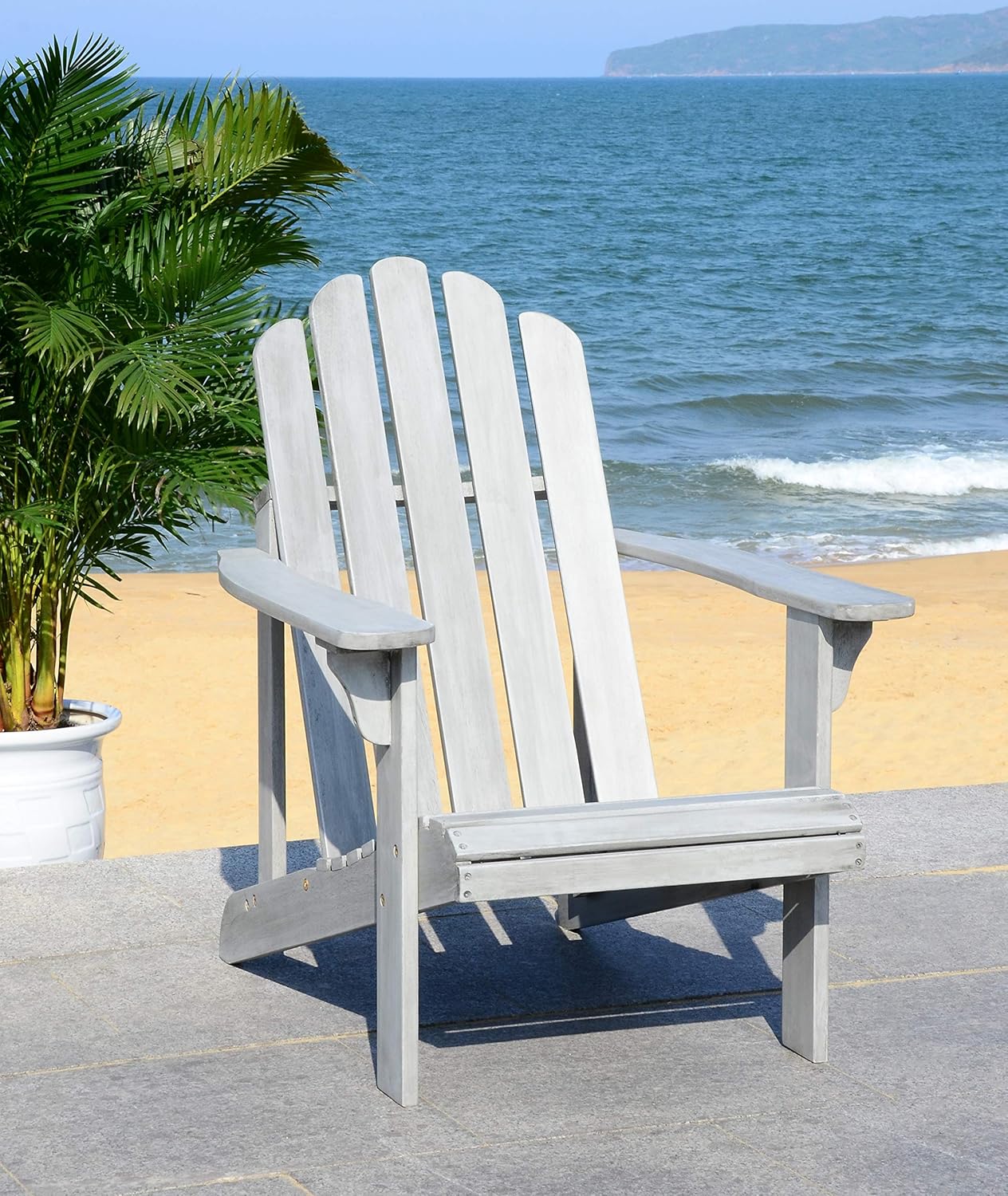 Safavieh PAT7027C Outdoor Topher White Classic Adirondack Chair