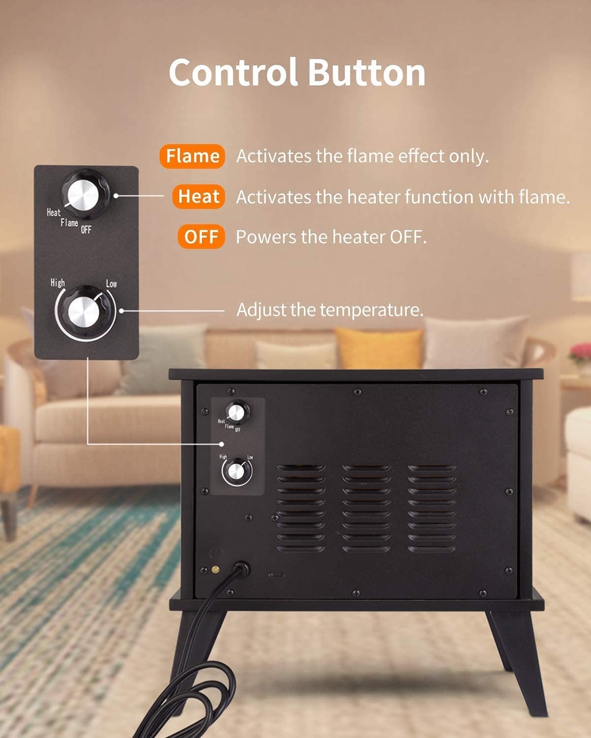 enacitee Mini Desktop Electric Fireplace Portable Space Heater Fireplace Freestanding with Flame Effect and Overheating/Tip-Over Protection, 1000W(3400BTU) & Office Use & Home Use Pack of 2