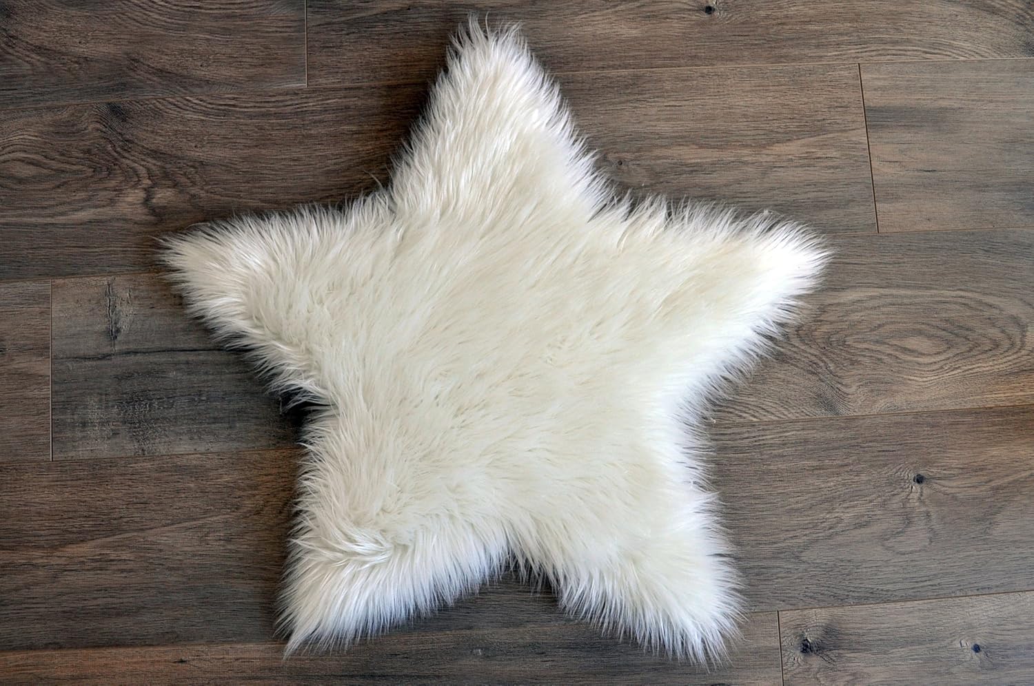 kroma Carpets Machine Washable Faux Sheepskin White Star Area Rug