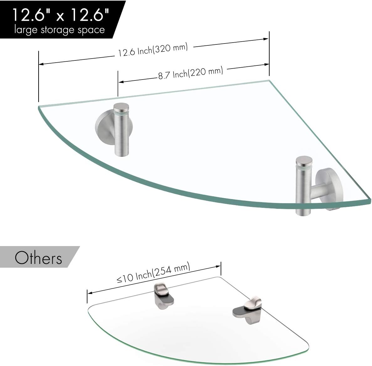KES Bathroom Glass Corner Shelf 12.6