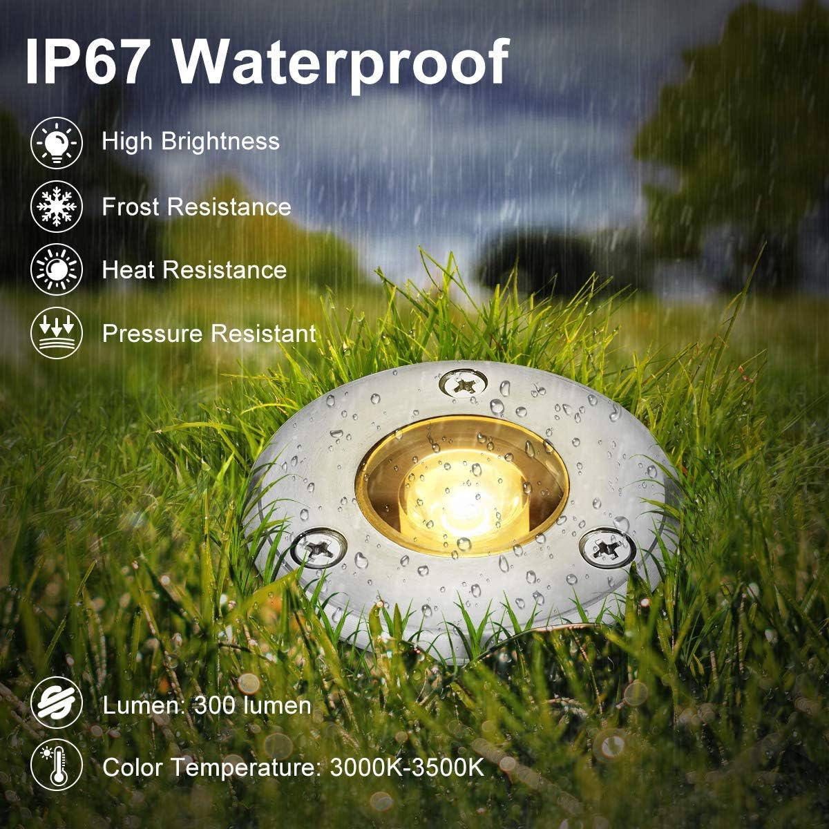 Well Lights Sunriver 3W Low Voltage Landscape Lights Outdoor In-Ground Lights with Connectors Waterproof 12V-24V LED Landscape Lighting for Pathway Step Deck Garden Patio Decoration( 8Pack Warm White)