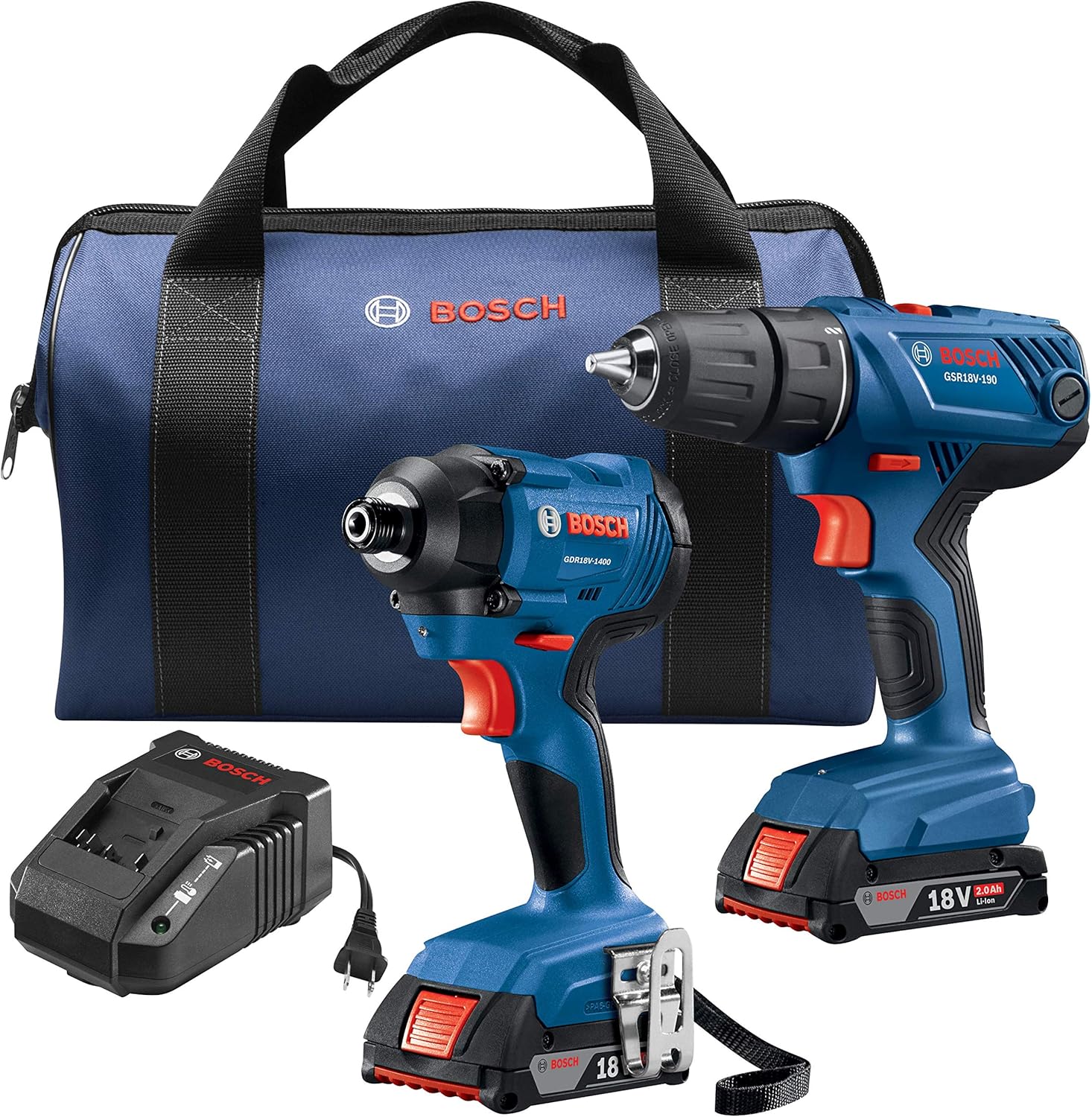 BOSCH 18V 2-Tool Combo Kit with 1/2 In. Compact Drill/Driver and 1/4 In. Hex Impact Driver GXL18V-26B22