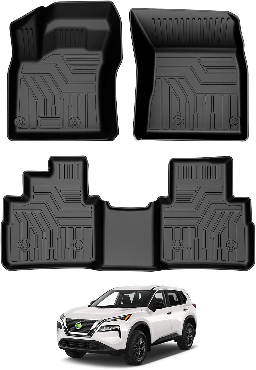 T TGBROS Custom Fit Floor Mats for Nissan Rogue 2021 2022 2023 All-Weather Floor Mat Liners Front & Rear Row Full Set Liner Black Non-Slip (No Sport Models)