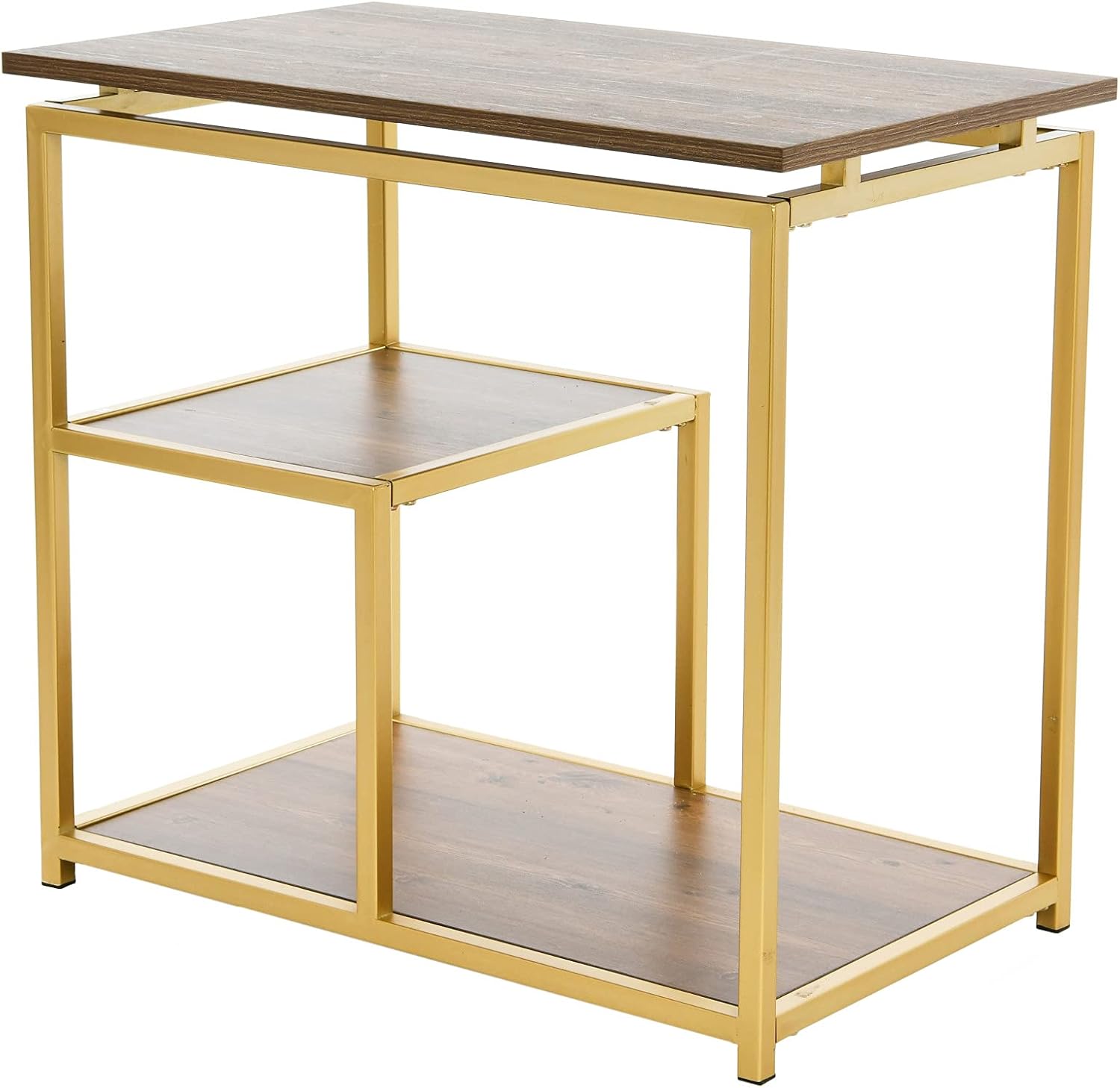 Creative Co-Op Multi-Tiered Side End Table, Black and Gold