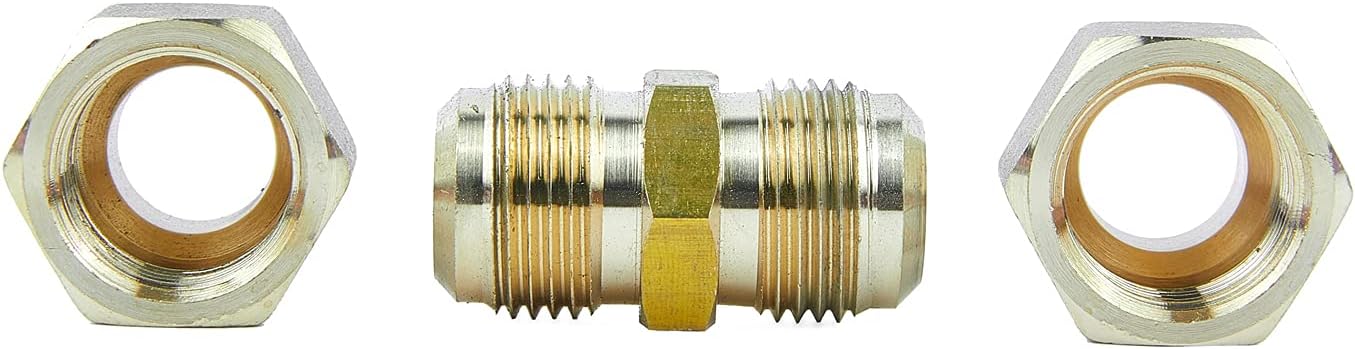 Timsec 2Packs AC Copper Pipe Extension Joint Connectors, Air Conditioning Pipe Coupling Adapters with Flare Nuts and Connectors, Free Welding, For Butt Copper Tube Diameter 1/2