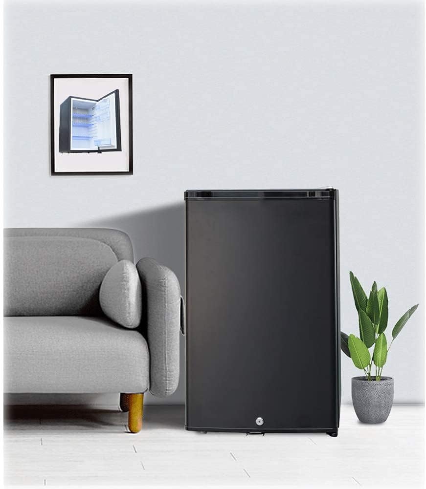 SMETA 110V 12V 1.6 Cu.Ft Compact Refrigerator with Reversible Door, Low Noise Beverage Car Cooler Fridge, Black