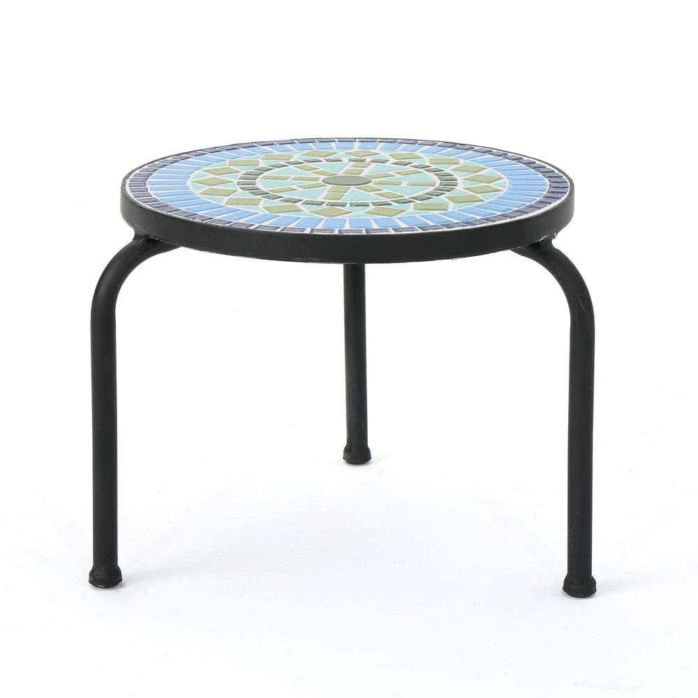 Iris Black Stone Outdoor Side Table