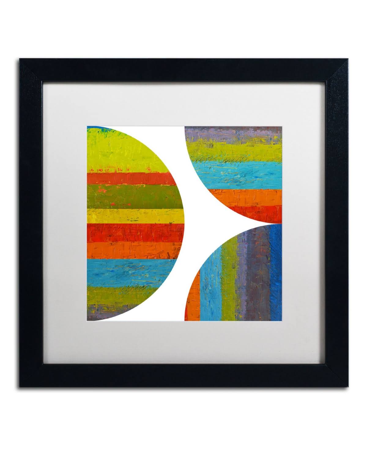 Trademark Fine Art Michelle Calkins 'Quarter Rounds 2.0' Matted Black Framed Art White 16 x 16