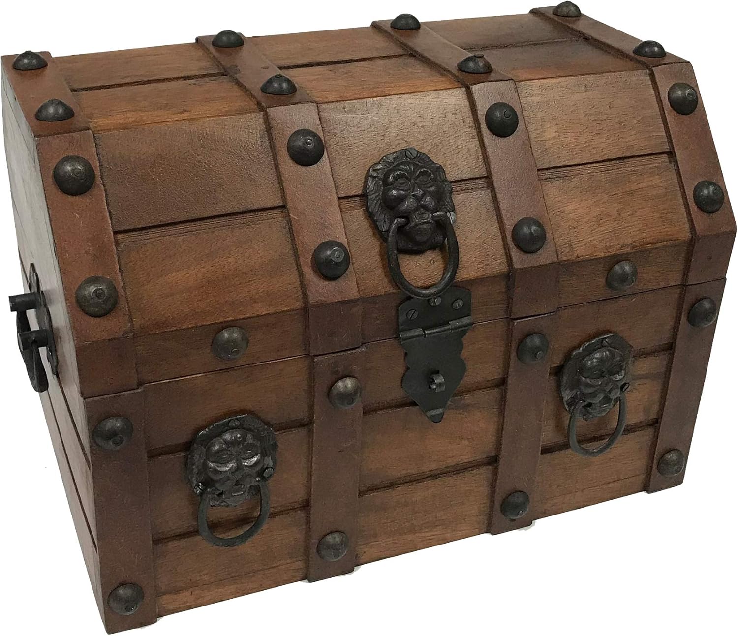Wood Pirate Loot Treasure Chest Antique Vintage Storage Decorative Box Pack of 2