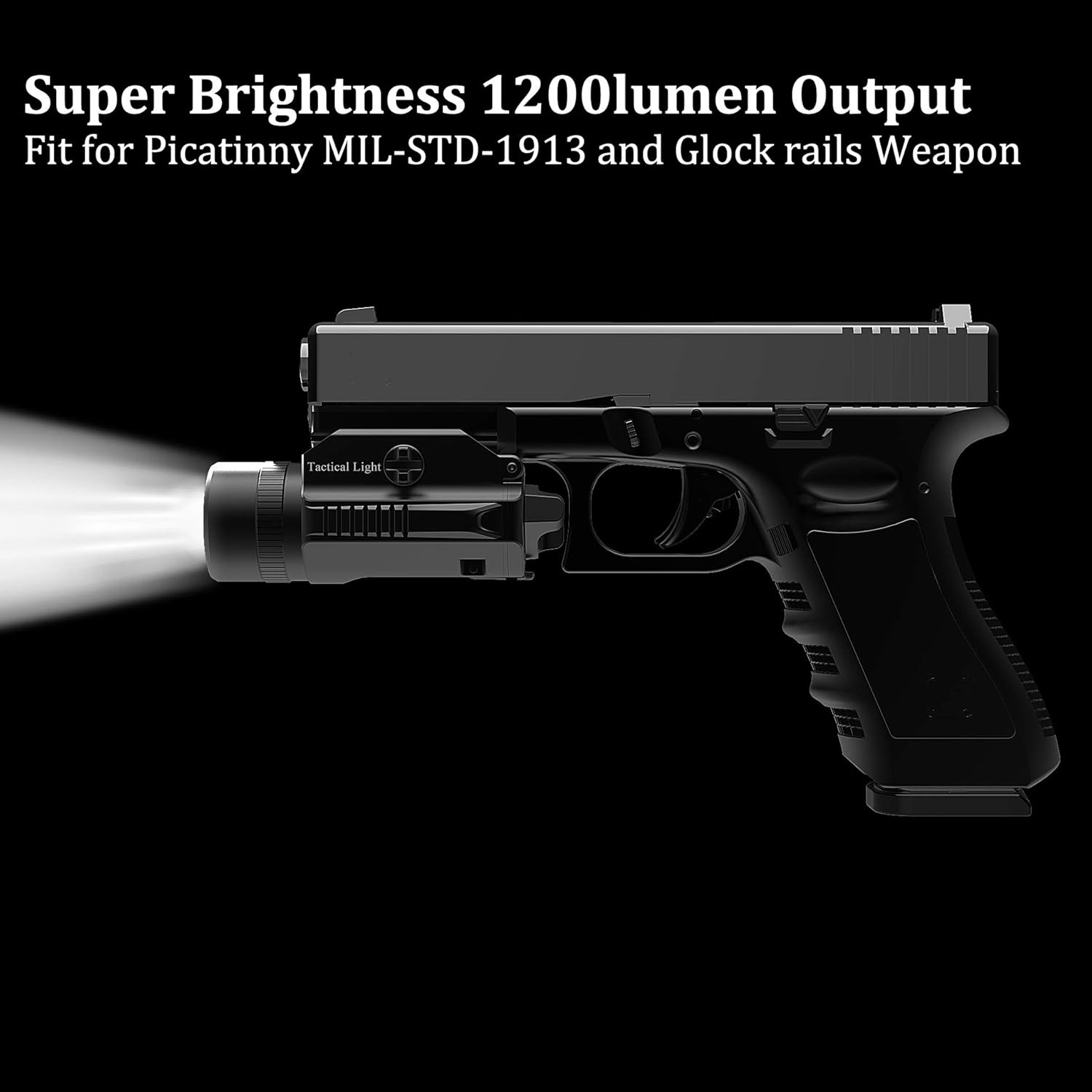 SKYWOODS 1200 Lumen Compact Pistol Weapon Light for Picatinny MIL-STD-1913 and Glock Pistol Weapon Lights with 2 x CR123A Batteries Pack of 2
