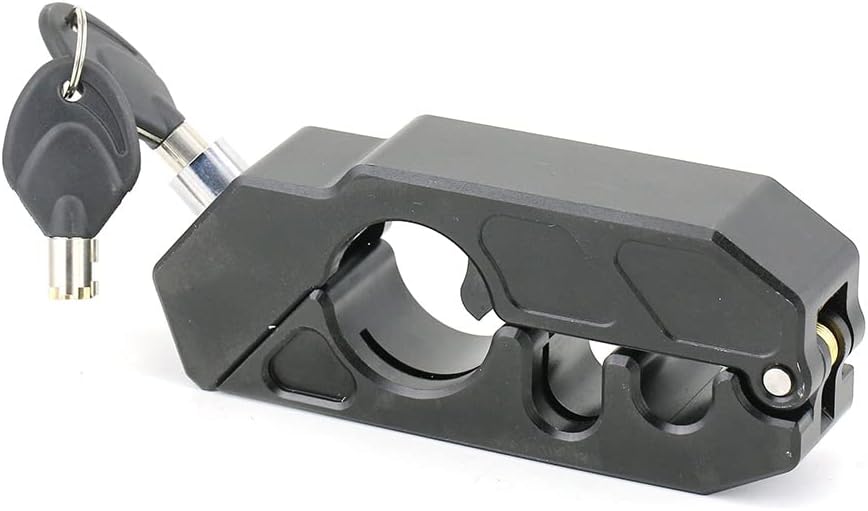 Pnndee Universal Motorcycle Alarm Handle Lock, ATV Alloy CNC Handle Throttle Grip Security Lock with 2 Keys (Black)