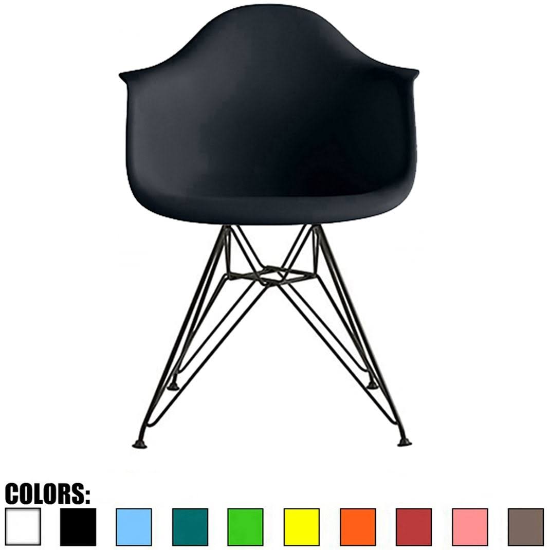 2xhome Designer Plastic Armchair Black Eiffel Black Wire Chrome Legs for Dining Chair Molded with Arms Kitchen Desk - Maroon