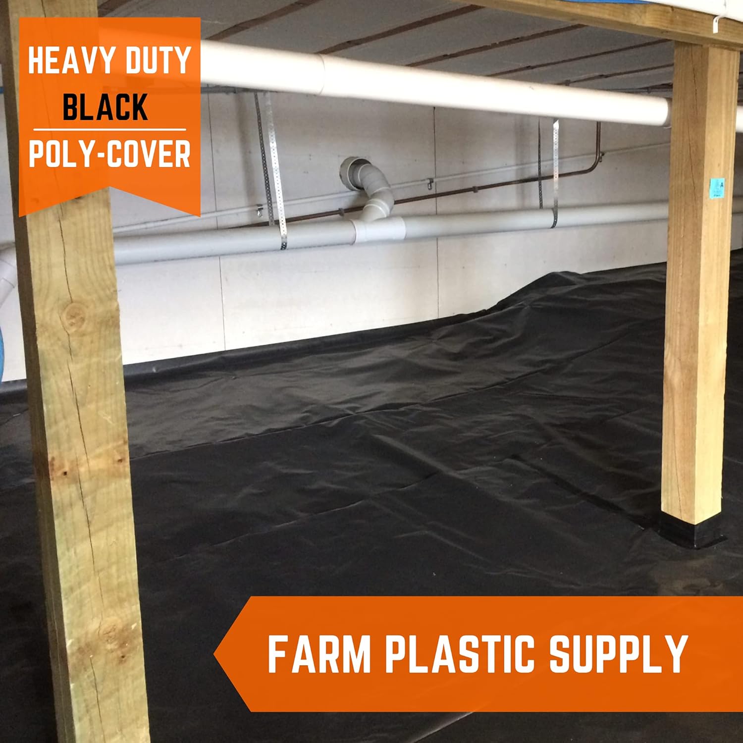 Farm Plastic Supply - Black Plastic Sheeting - 4 mil - (4' x 200') - Black Plastic Tarp, Polyethylene Vapor Barrier Plastic Sheeting, Black Painters Tarp, Roll of Heavy Duty Plastic