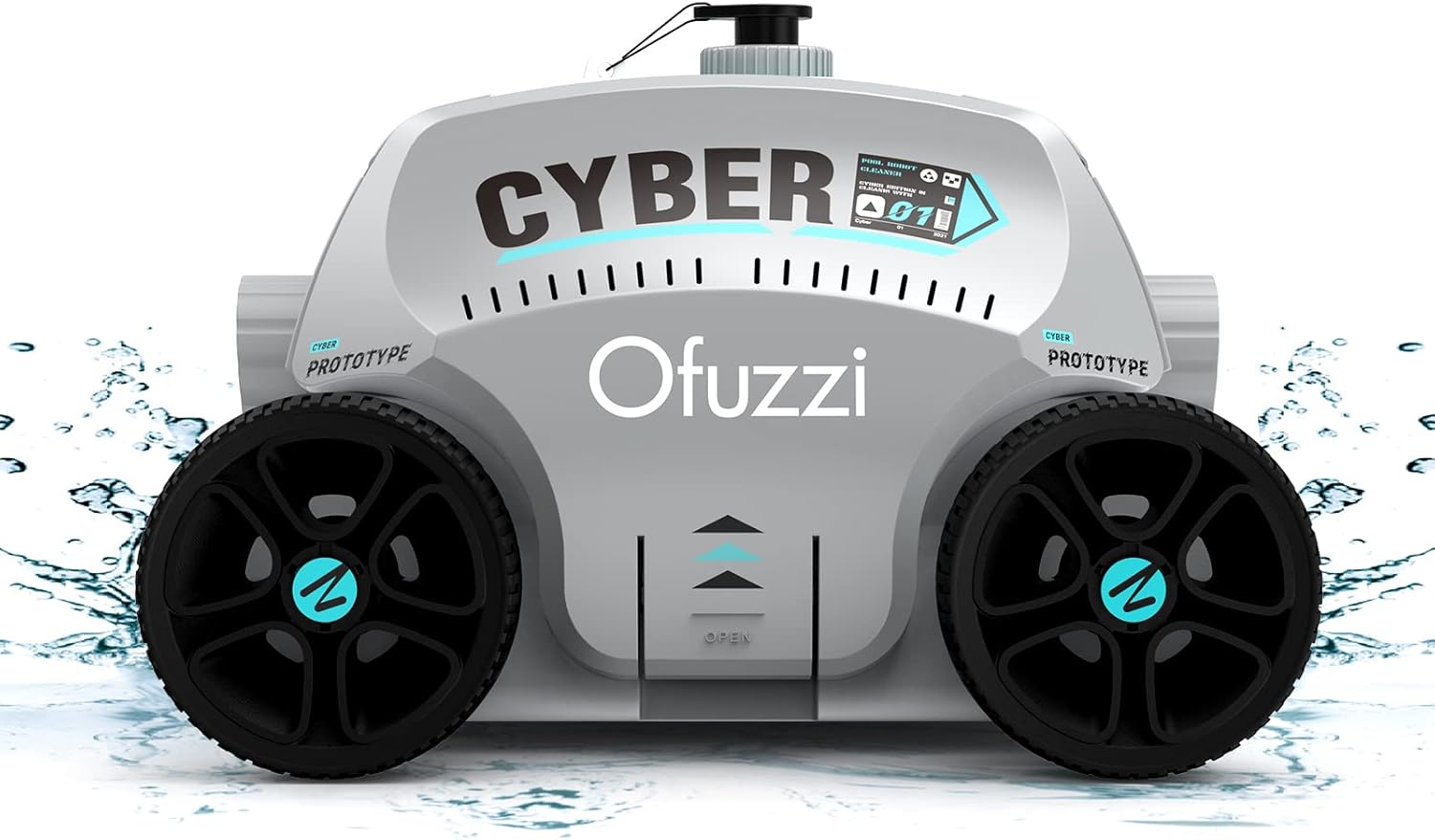 Ofuzzi Cordless Robotic Pool Cleaner, Max.120 Mins Runtime, Self-Parking, DIY Stickers Included, Automatic Pool Vacuum for All Above/Half Above Ground Pools Up to 1076ft&sup2; of Flat Bottom - Cyber